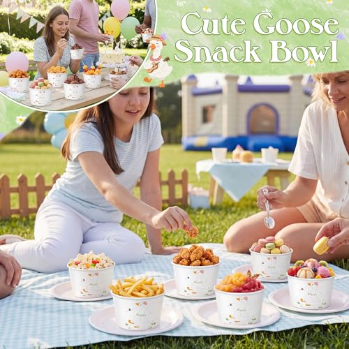 Hsei Silly Goose Disposable Ice Cream Cups - 16oz Party Snack Bowls, Set of 60