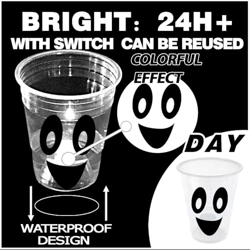 40 Pack Glow Halloween Ghost Cups - 16 oz Spooky Party Supplies with LED Lights & Stickers - Ghost Face Design for Kids & Adults - Variation of THIS listing