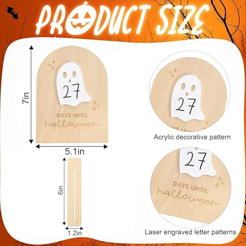 Halloween Countdown Wooden Sign - Reusable Spooky 3D Decor for Indoor Halloween Parties