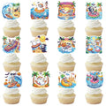 Summer Ween Cupcake Toppers 48PCS Halloween Party Decorations with Surfing Skeletons