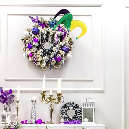 Mardi Gras Tree Topper Jester Clown Hat Decorations for Home & Party