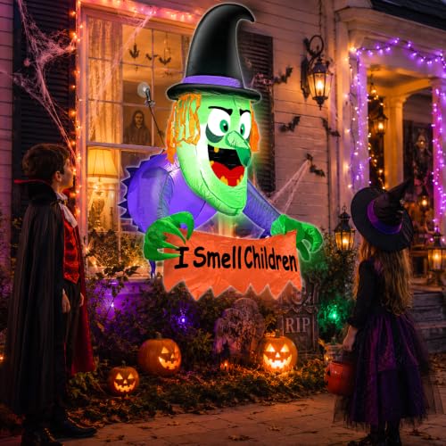 3.5 Ft Halloween Inflatable Witch with LED Lights & Window Mounting Kit