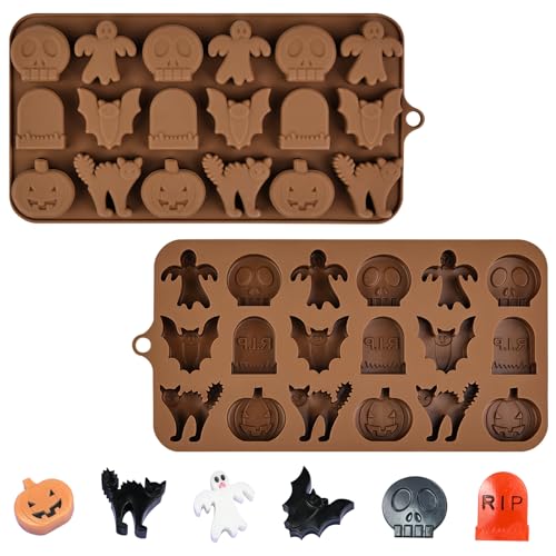 Halloween Silicone Mold Set - 6 Designs for Candy & Cake Decorations - Variation of Halloween