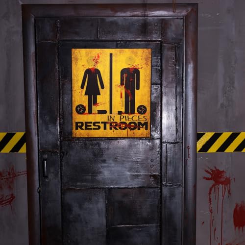 Halloween Restroom Wall Sign - 3D Horror Haunted House Bathroom Decor