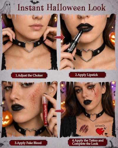 Halloween Horror Bride Makeup Kit with Fake Blood & Lipstick - Gothic Costume Set