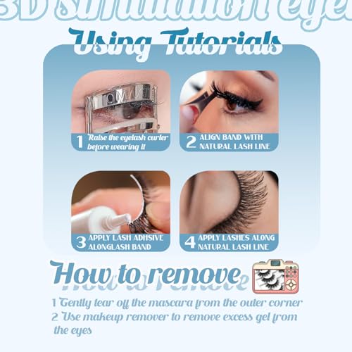 False Eyelashes 3D Fluffy Wispy Natural Look - 14 Pairs, Short D Curl, Russian Strip - O-3D623