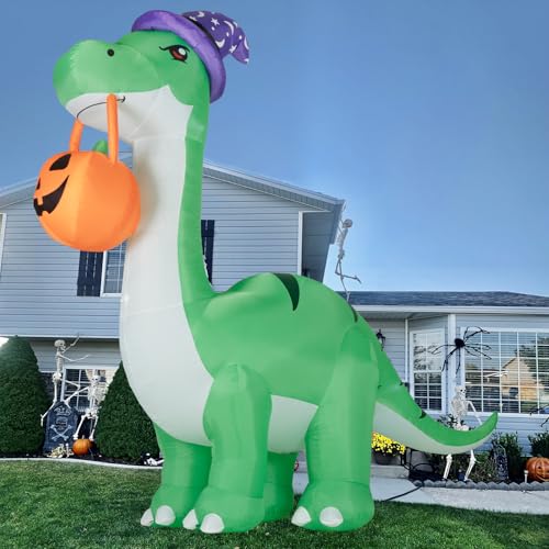 10FT Green Inflatable Dinosaur Halloween Decoration with LED Lights - Outdoor Yard Decor