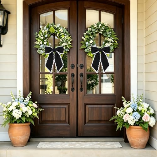 Black Wreath Sash for Front Door - 2 Pack Halloween & Holiday Decorations