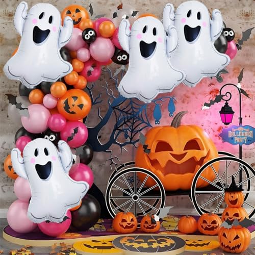 Halloween Balloons Set - 6 Large Spooky Foil Balloons for Party Decorations