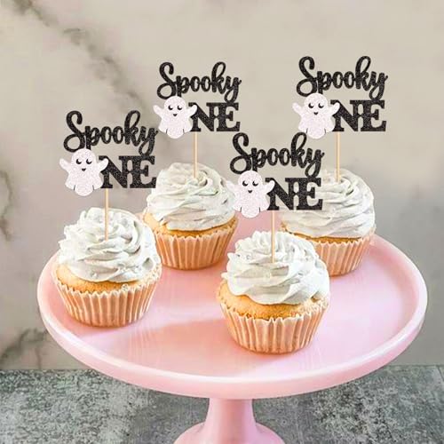 Spooky Ghost Cupcake Toppers - Baby's First Halloween Party Decoration - Spooky One Variation