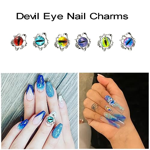 Devil Eye Nail Charms 24-Pack 3D Alloy Rhinestones for Nail Art & Crafts
