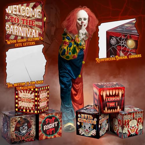Halloween Carnival Creepy Gift Boxes - Set of 6, Horror Circus Party Decorations - Carnival Variation