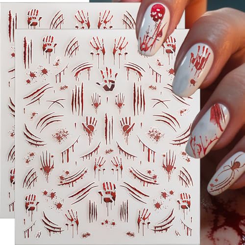 Halloween Nail Stickers Set 3D Spider Web Skull Ghost Skeleton Bat Spiders - Style 1