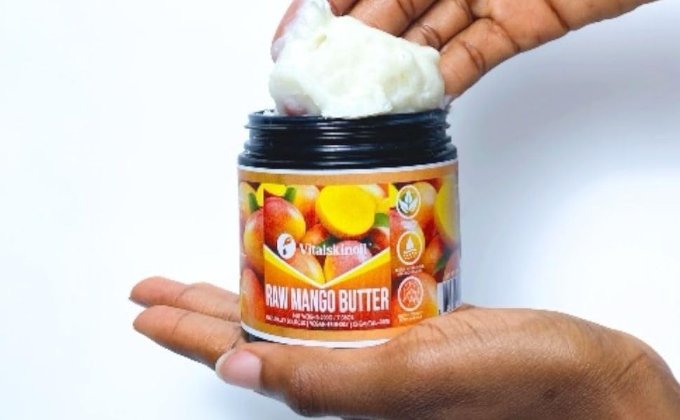 VITALSKINOIL Mango Butter Raw, for skin body and hair moisturizer, 100% Natural unrefined and Organic 7.05 oz