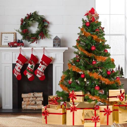 150 FT Light Orange Tinsel Garland - Holiday Party Decorations for Christmas Halloween New Year & Birthdays - Variation of Orange