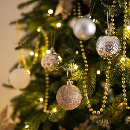 Christmas Tree Ornaments Set - Holiday Ball Decorations, 2-Piece Bundle
