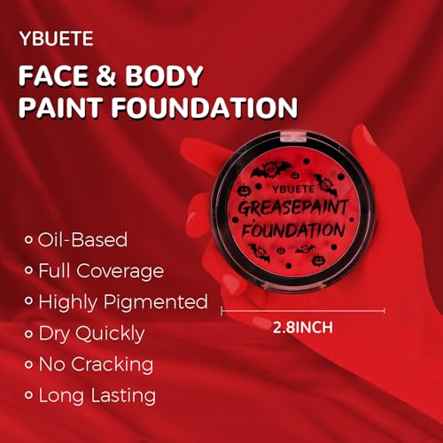Red Oil-Based Face & Body Painting Foundation for Halloween SFX - Waterproof, Full Coverage, Long-lasting