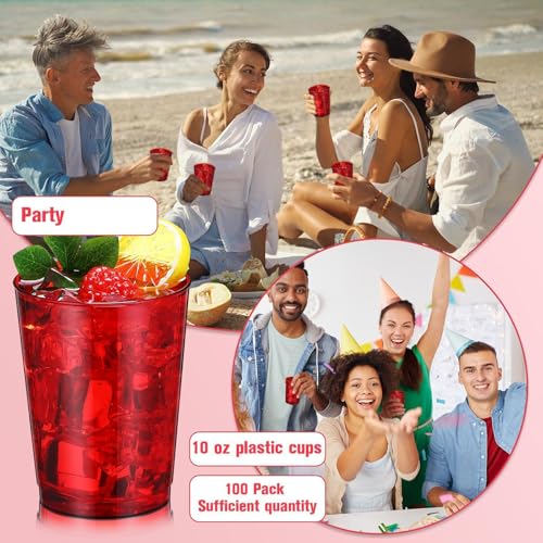 Red Disposable Plastic Party Cups 10oz - Pack of 100