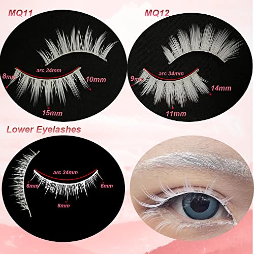 White False Eyelashes Comb for Cosplay & Halloween - Colorful Eye Extension Makeup Tool MQ11UD