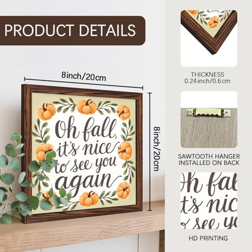 Halloween Wooden Sign P9 - 8x8 Inch Rustic Fall Wall Decor for Living Room & Bedroom