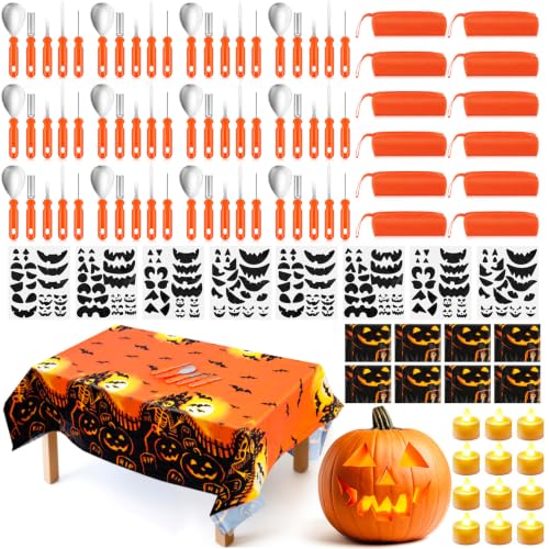 Halloween Pumpkin Carving Kit Set - 12 Orange Handle Tools & Accessories