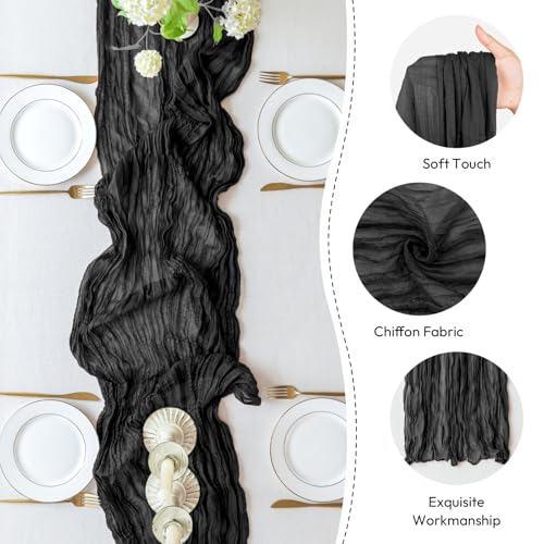 Black Cheesecloth Table Runner 10ft Fall Autumn Decor for Weddings & Parties - 1pc