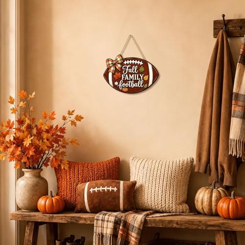 Oval Fall Family Football Wooden Sign for Fall Home Decor