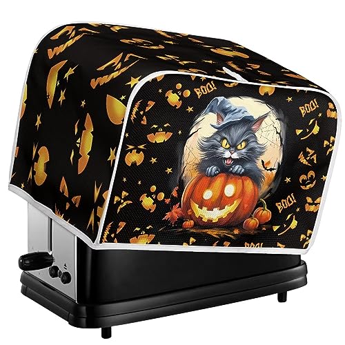 Toaster Cover 4 Slice Ghost Pumpkin Cat Dustproof Kitchen Appliance Protector - Halloween Decor