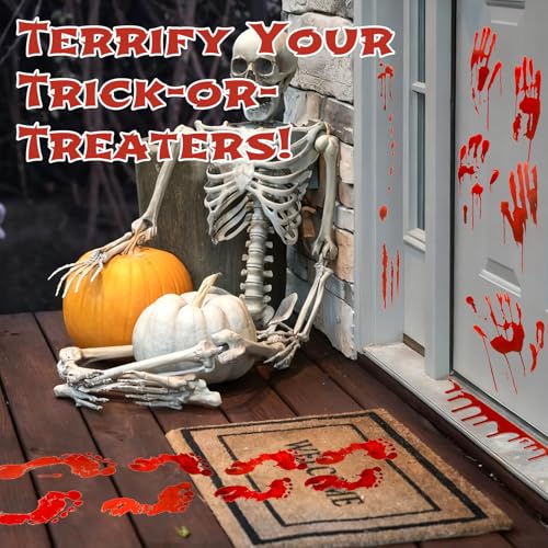 Halloween Bloody Handprint & Footprint Window Decals - Spooky 111-Piece Set