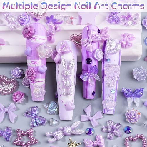 1500Pcs Purple Nail Charms & Gems Set for Acrylic Nails DIY Art - Variation of THIS listing