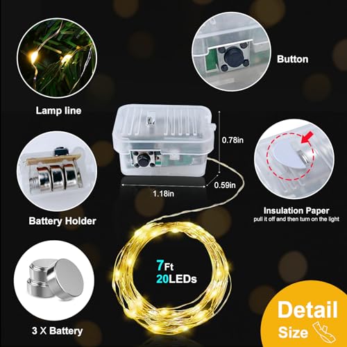 Warm White 100 Pack Battery Operated Fairy String Lights - 7ft Waterproof LED Decor