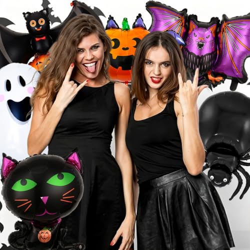 Halloween Balloons Set with Spider Ghost Pumpkin Bat and Cat Decorations