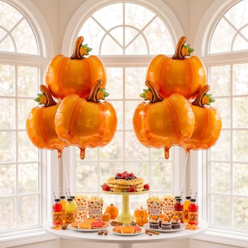 6pcs Fall Pumpkin Foil Balloons Thanksgiving Halloween Birthday Decorations