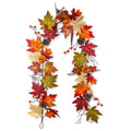 6FT Autumn Maple Leaf Garland with Pumpkins Pinecones & Berries - Fall Decor for Thanksgiving & Farmhouse Style