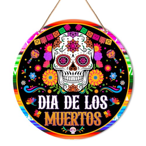 Day of The Dead Wall Decor Sign - Mexican Skull Hanging Halloween Decoration