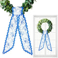 Blue Floral Wreath Sash Set - Chinoiserie Style for Front Door & Home Decor