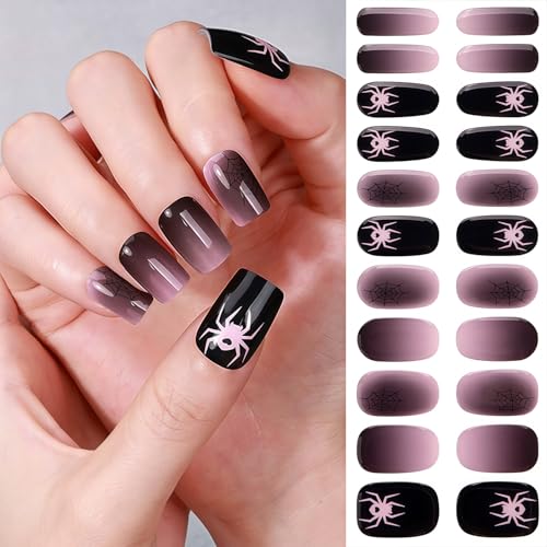 Halloween Gel Nail Stickers Set - Spider Web & Spider Design for DIY Manicure - Halloween Variation