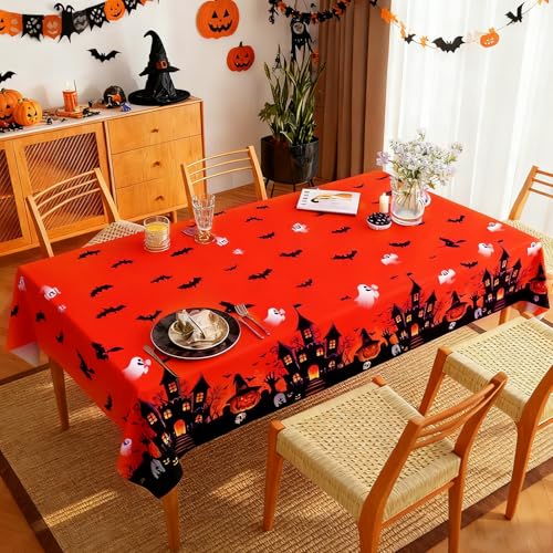 Halloween Decorations - 3 Pack Disposable Plastic Table Covers Pumpkin Color