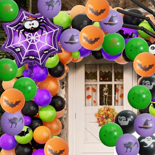 Halloween Balloon Kit with Latex & Foil Balloons, Web Decor, Party Supplies