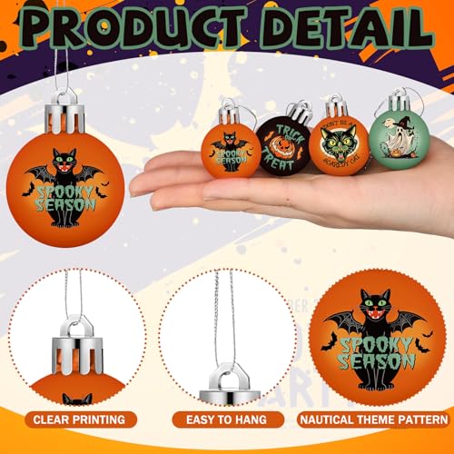 Gothic Halloween Tree Ornaments Set - 40 Spooky Mini Ball Decorations with Variation