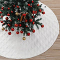72 Inch Faux Fur White Christmas Tree Skirt for 7.5ft-12ft Trees with Diamond Pattern - Luxury Holiday Decor