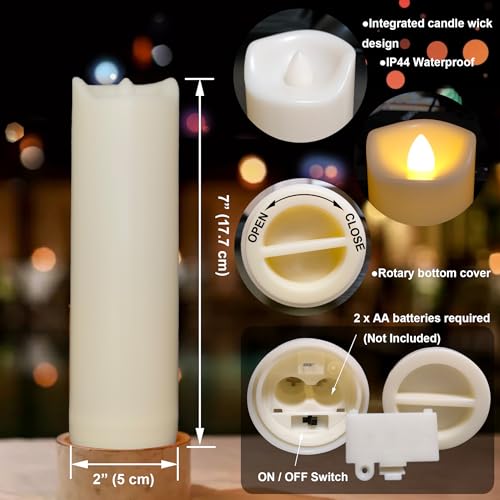 4 Pack Flameless LED Pillar Candles with Remote Control - Waterproof 2x7 Inches