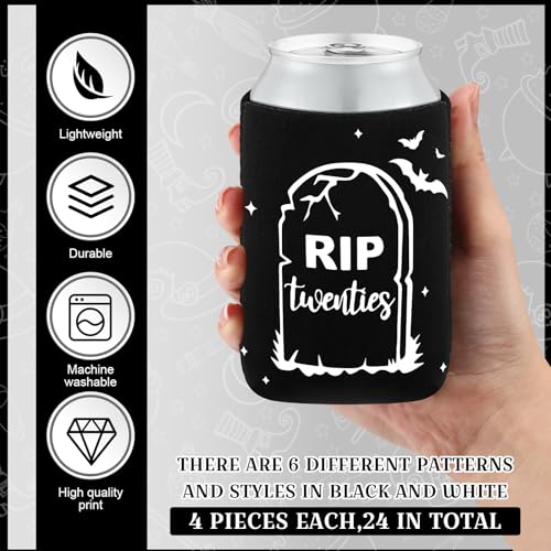 Gothic 24-Pack Death to My Twenties Can Coolers, 30th Birthday Skull RIP