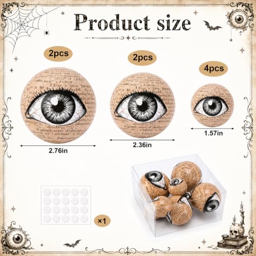 Halloween Eyeballs Orbs Set - 8 Realistic Scary Decorative Balls in 3 Sizes