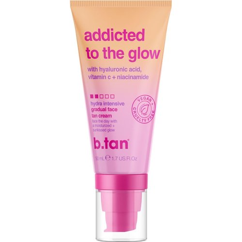 b.tan Gradual Self Tan Face Lotion - Addicted to the Glow | Daily Tanning Cream for Sunkissed Dark Bronze, Travel Size