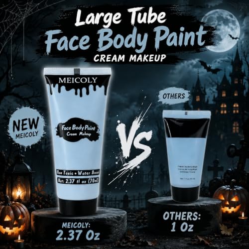 MEICOLY Zombie Face & Body Paint - Light Blue Grey Halloween SFX Makeup - Zombie Blue Variation
