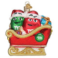 Glass M&M'S Holiday Ornament in Sleigh - Handcrafted Christmas Tree Decoration