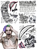 Joker Temporary Tattoos Set for Halloween Cosplay & Party Costumes