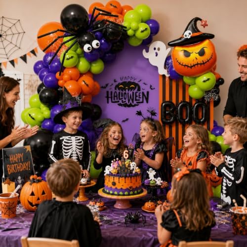 Halloween Balloon Arch Kit with Ghost and Pumpkin Foil Balloons - 152 Pieces