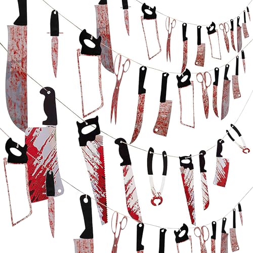 Silver Horror Bloody Banner - 4PCS Halloween Scary Movie Party Decor